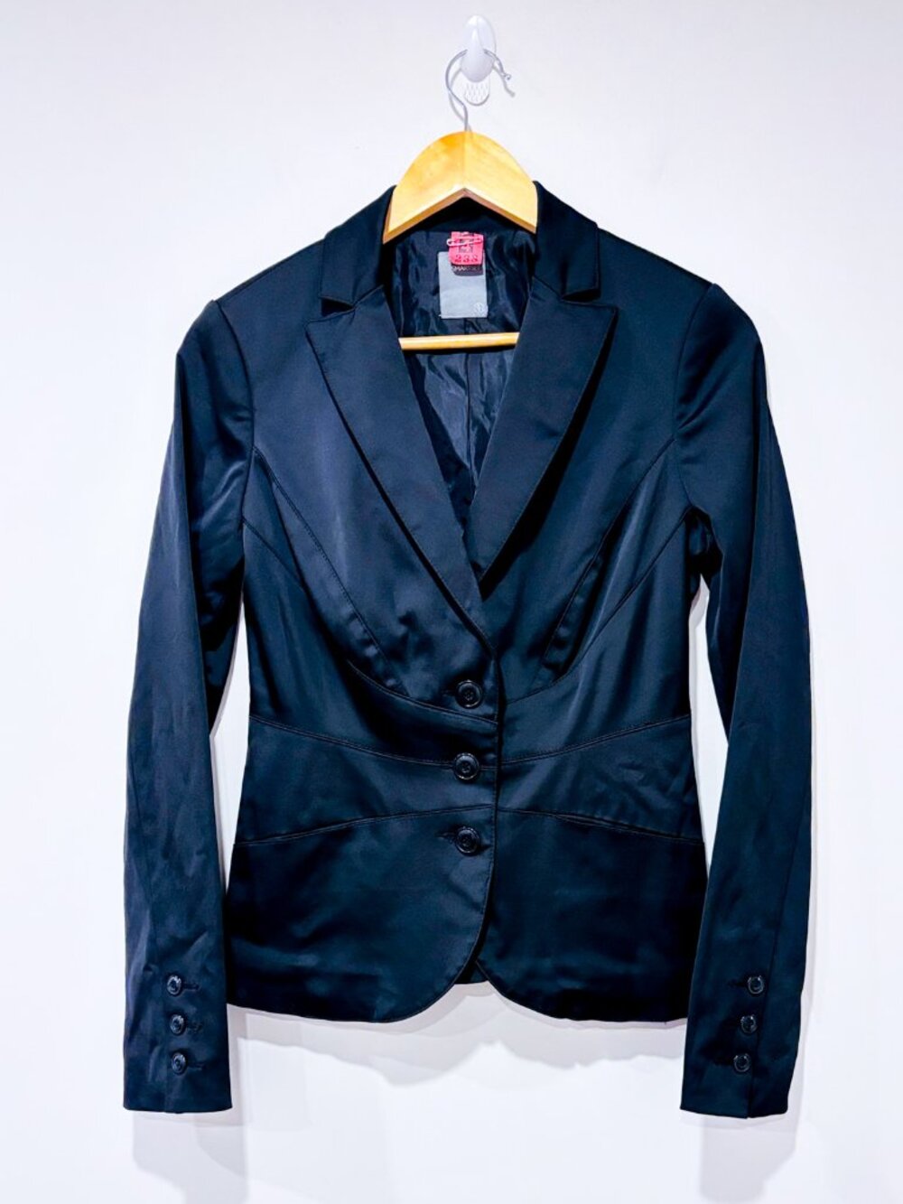 SMART SET Black Satin Blazer | Tailored Office Career | Small